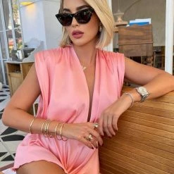 Influencer Style Jessica Bara Israel Deep V Flowy Romper