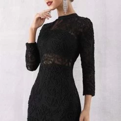Jessica Bara Heather Long Sleeve Lace Bodycon Mini Dress