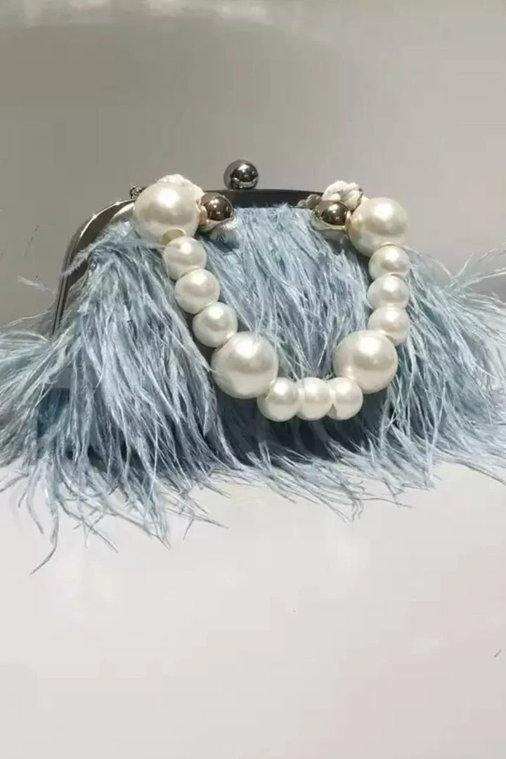 Jessica Bara Orna Ostrich Feather Pearl Handbag The Event Shop
