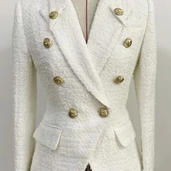 Jessica Bara Colette Double Breasted Gold Button Blazer