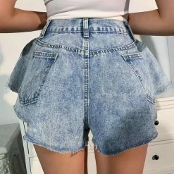 Influencer Style Jessica Bara Zara High Waisted Ruffle Denim Shorts