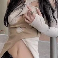 Tops Jessica Bara Katiya Long Sleeve Criss Cross Cut Out Top