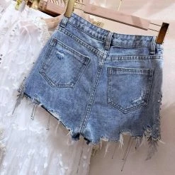Summer Lovin' Jessica Bara Zayd High Waisted Rhinestone Denim Shorts