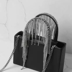 Jessica Bara Alden Leather Diamond Fringe Purse