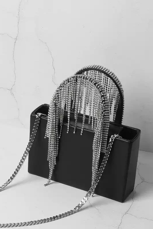 Jessica Bara Alden Leather Diamond Fringe Purse