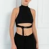 Tops Jessica Bara Jade Sleeveless Buckle Waist Crop Top