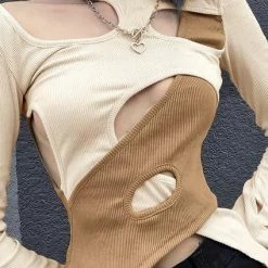 Tops Jessica Bara Katiya Long Sleeve Criss Cross Cut Out Top