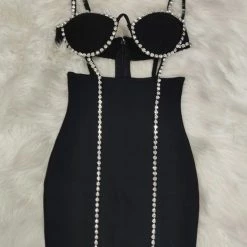 Jessica Bara Estefania Crystal Cut Out Mini Dress Birthday Suit