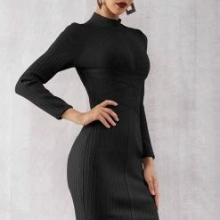 Birthday Suit Jessica Bara Chantel Long Sleeve Bandage Midi Dress