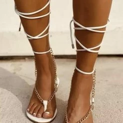 Jessica Bara Maddy Metal Chain Strappy Sandals