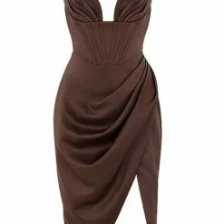 Jessica Bara Rora Satin Corset Midi Dress