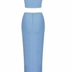 Summer Lovin' Jessica Bara Ember Bandage Knotted Crop Top And Skirt Two Piece Set
