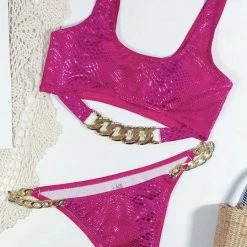 Jessica Bara Oakly Reflective Snakeskin Bikini Set Poolside Essentials