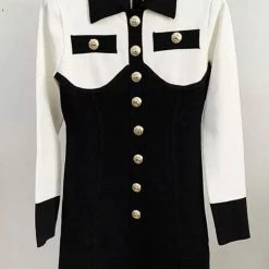 Jessica Bara Kalani Long Sleeve Gold Button Mini Dress The 9-5 Shop