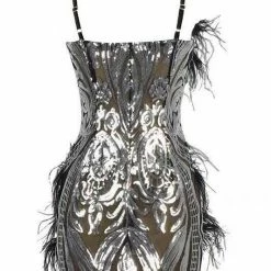 Jessica Bara Paloma Sequin Feather Mini Dress