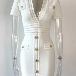 Jessica Bara Coco Short Sleeve Button Mini Dress