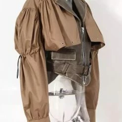 Jessica Bara Marlow Faux Leather Patchwork Belted Jacket Reve Doll Essentials