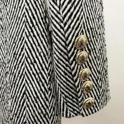 Jessica Bara Liam Long Sleeve Herringbone Coat