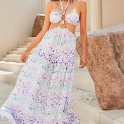 Jessica Bara Ellery Halter Cut Out Maxi Dress