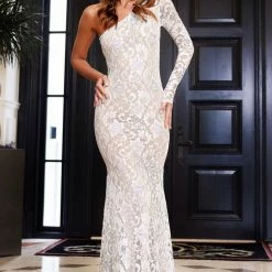 Baccio Couture Baccio Luciana One Shoulder Crystal Lace Gown The Event Shop