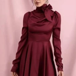 Jessica Bara Kimberlie Long Sleeve High Neck Mini Dress Summer Lovin'