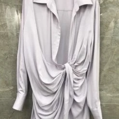 Jessica Bara Jagger Long Sleeve Draped Mini Dress