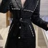 Jessica Bara Shyla Tweed Crystal Belted Peacoat