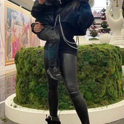 Jessica Bara Jagger Rhinestone Chain Sweatshirt Influencer Style