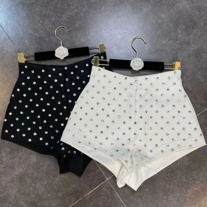 Jessica Bara Alissa High Waisted Diamond Studded Shorts