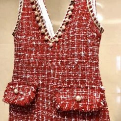 Jessica Bara Landon Tweed Sleeveless Mini Dress