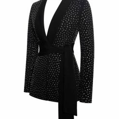 Jessica Bara Mackenna Rhinestone Belted Blazer Birthday Suit