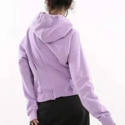 Tops Jessica Bara Janie Pleated Hooded Pullover Sweatshirt