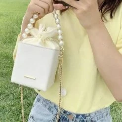 Jessica Bara Lola Leather And Pearl Mini Bag