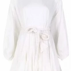 Summer Lovin' Jessica Bara Peggy Pleated Long Sleeve Belted Mini Dress
