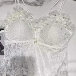 Jessica Bara Celeste Pearl Lace Tank Top Influencer Style