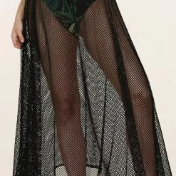 Influencer Style Jessica Bara Nori Tropical Print Halter Neck Maxi Cover Up