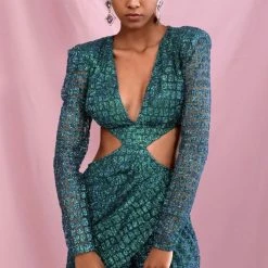 Jessica Bara Morgin Glitter Cut Out Romper Influencer Style