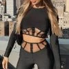 Jessica Bara Tatiana Mesh Long Sleeve Top And Pant Two Piece Set Birthday Suit