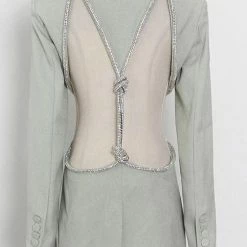 Jessica Bara Hensely Crystal Open Back Blazer Birthday Suit