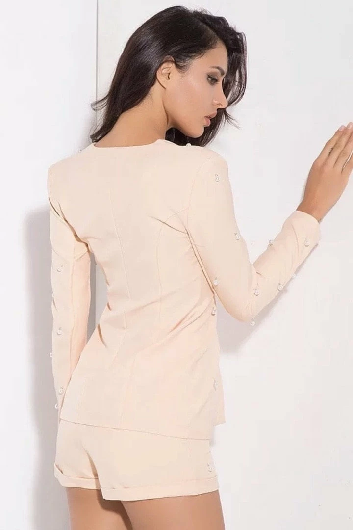 Summer Lovin' Jessica Bara Janny Pearl Embellished Two Piece Blazer And Short Set