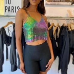 Jessica Bara King Chainmail Cropped Tank Top