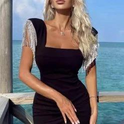 Jessica Bara Willow Bodycon Diamond Fringe Dress