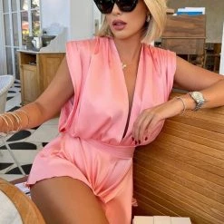 Influencer Style Jessica Bara Israel Deep V Flowy Romper