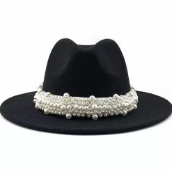 Jessica Bara Antonella Wool Felt And Pearl Short Brim Hat