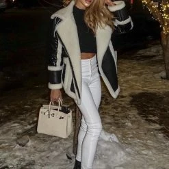 Influencer Style Jessica Bara Makayla Shearling Oversized Coat