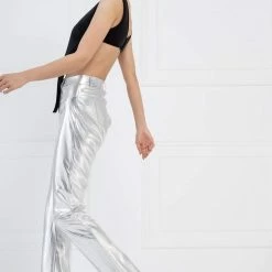 Jessica Bara Declan Shiny Silver Leather Pants