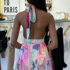 Influencer Style Jessica Bara Roseanna Halter Neck Split Leg Maxi Cover Up