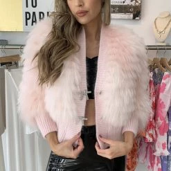 Jessica Bara Dolores Bow Button Fur Jacket Influencer Style