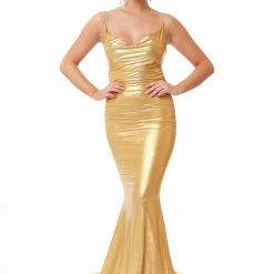 Atria Cowl Neck Strappy Back Gown