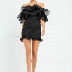 The Event Shop Jessica Bara Rochelle Strapless Tulle Pleated Mini Dress